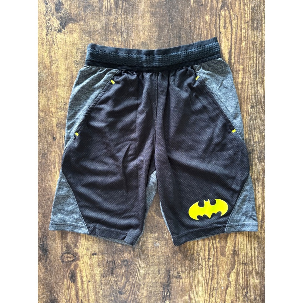 DC Comics Batman Boys Athletic Shorts Black Charcoal Gray Size 8 Medium